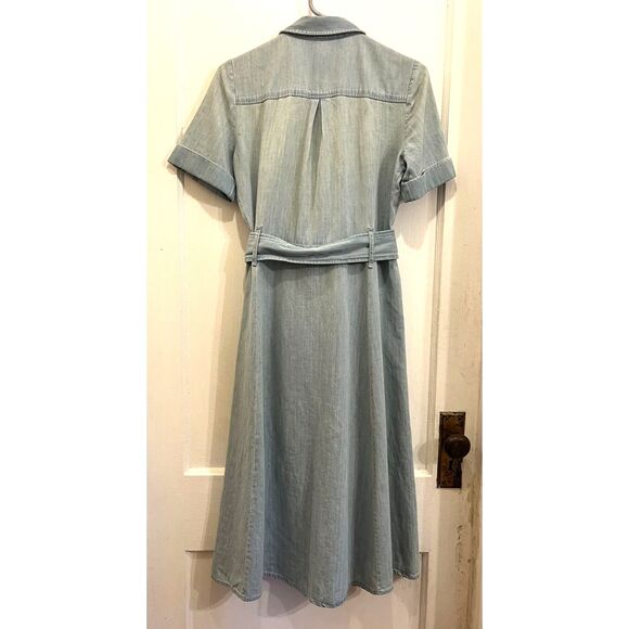 SEZANE Blue Denim Button Up Belted Midi Dress   Women's Size 34 - Picture 6 of 8